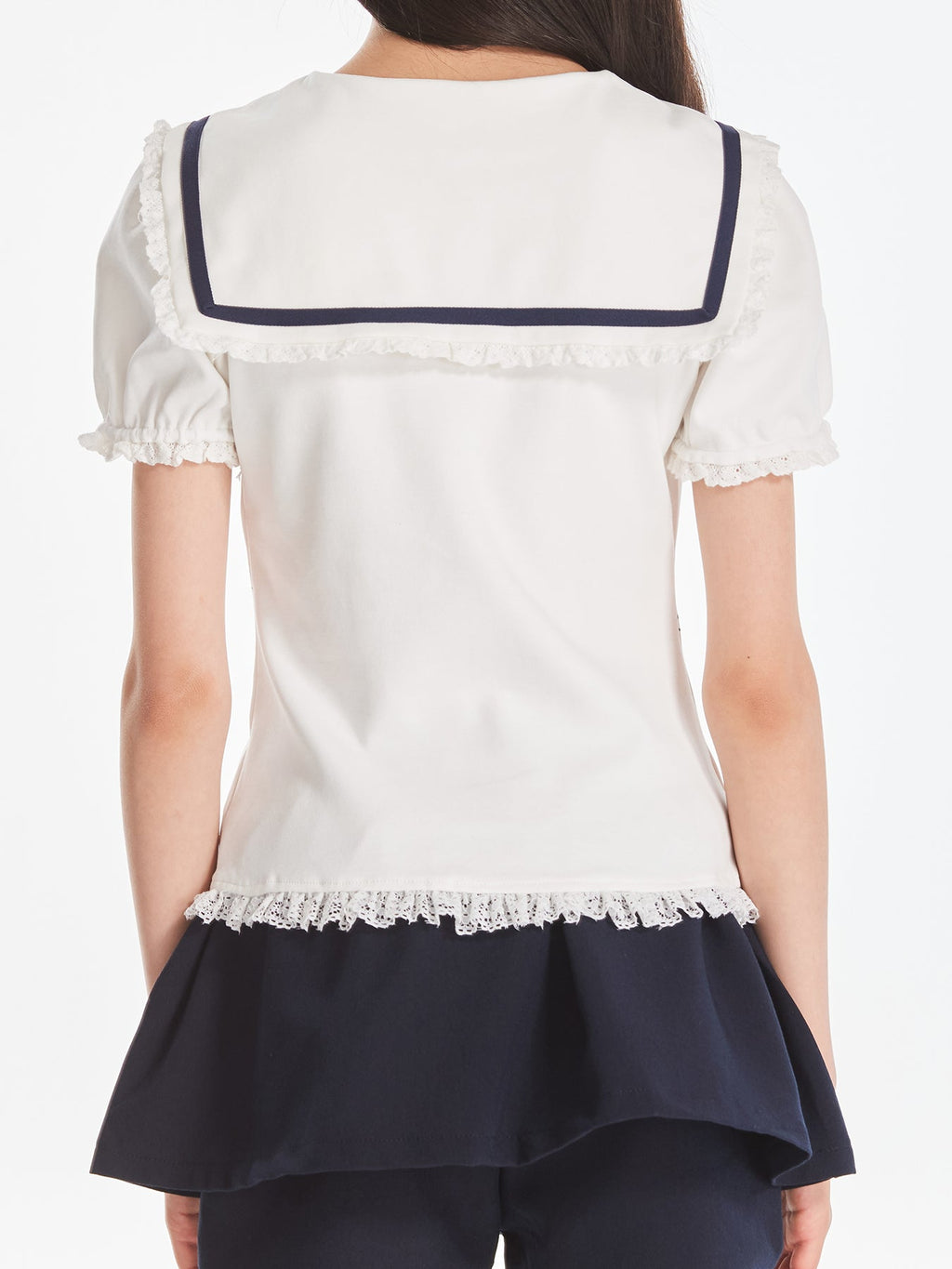 Girls Puff Sleeve Lace Trim Printed Princess T Shirt