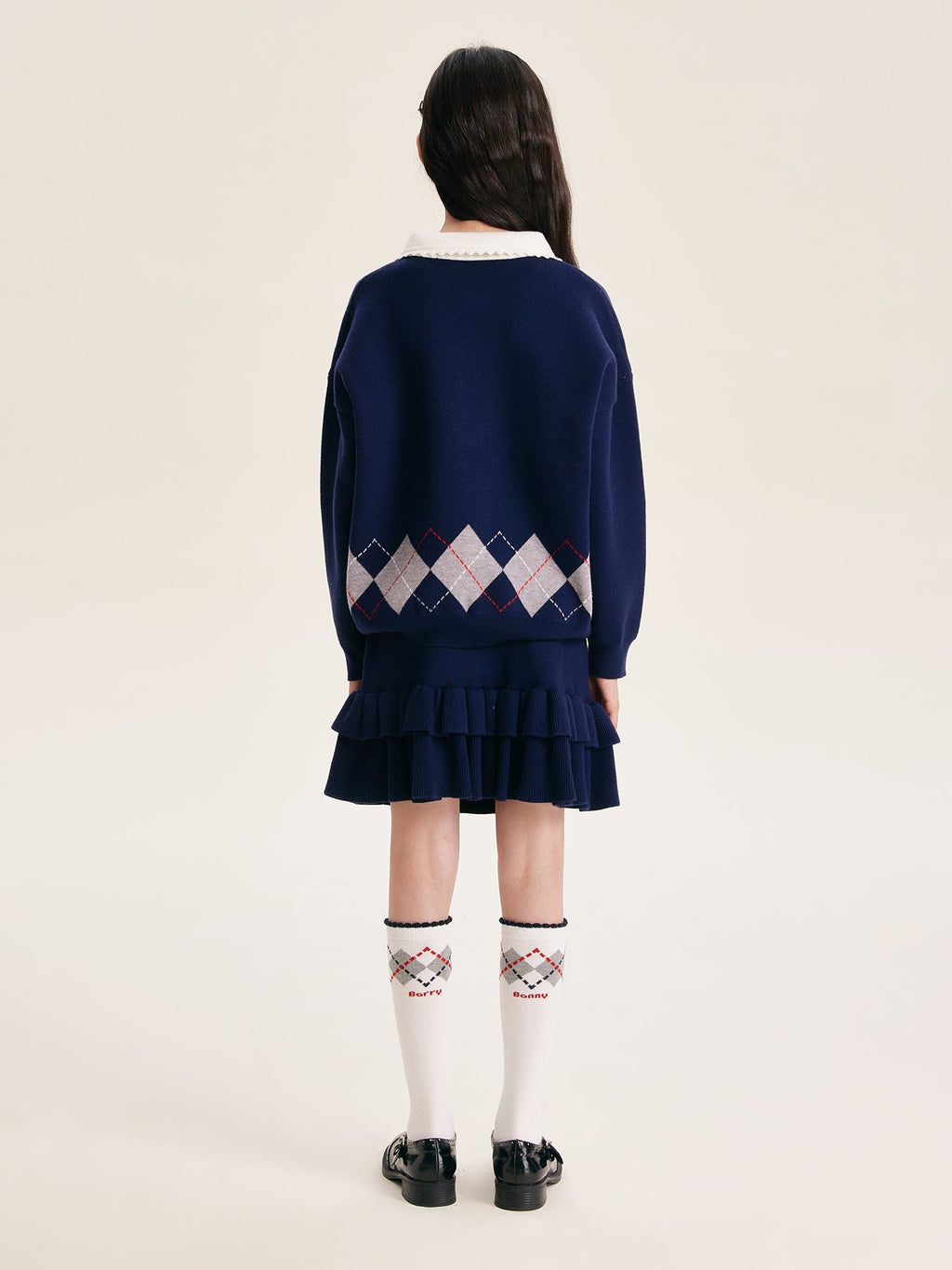 Fall Girls Argyle Knit Set – Sweater & Ruffle Skirt Outfit