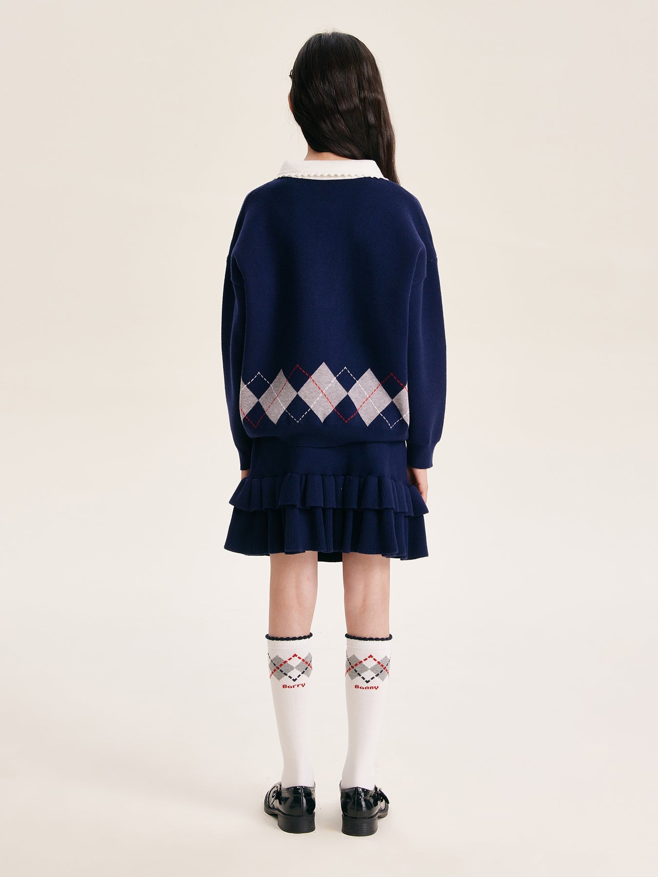 Fall Girls Argyle Knit Set – Sweater & Ruffle Skirt Outfit