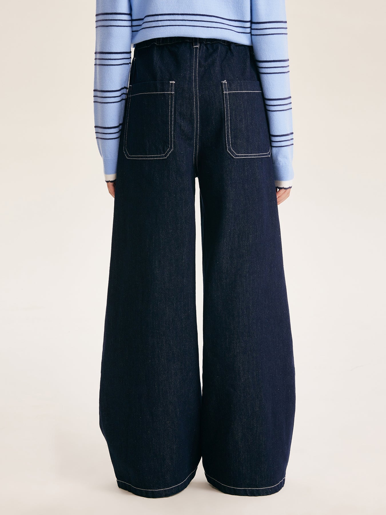 Girls' Wide Leg Denim Pants Dark Blue Casual Jeans