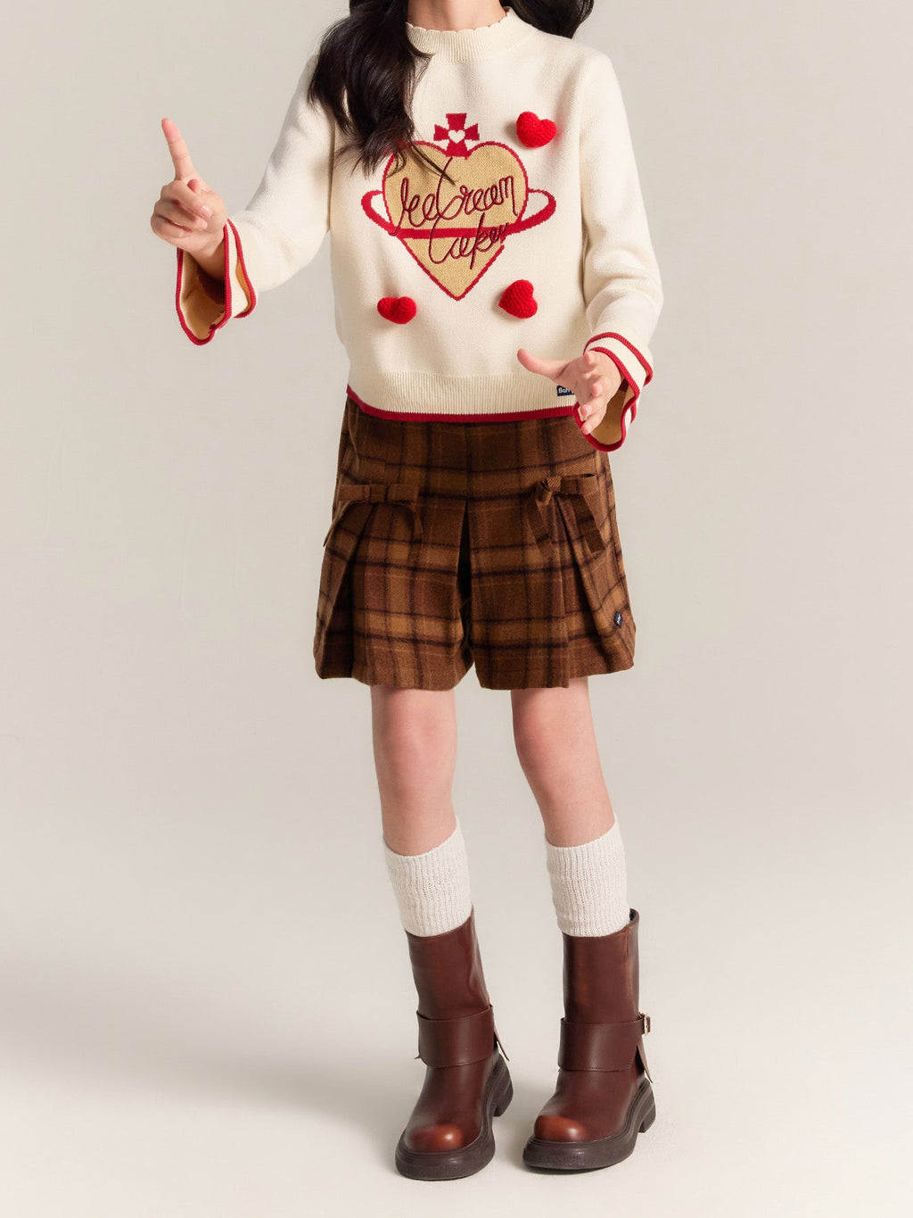 Kids' Cute Heart Knit Sweater