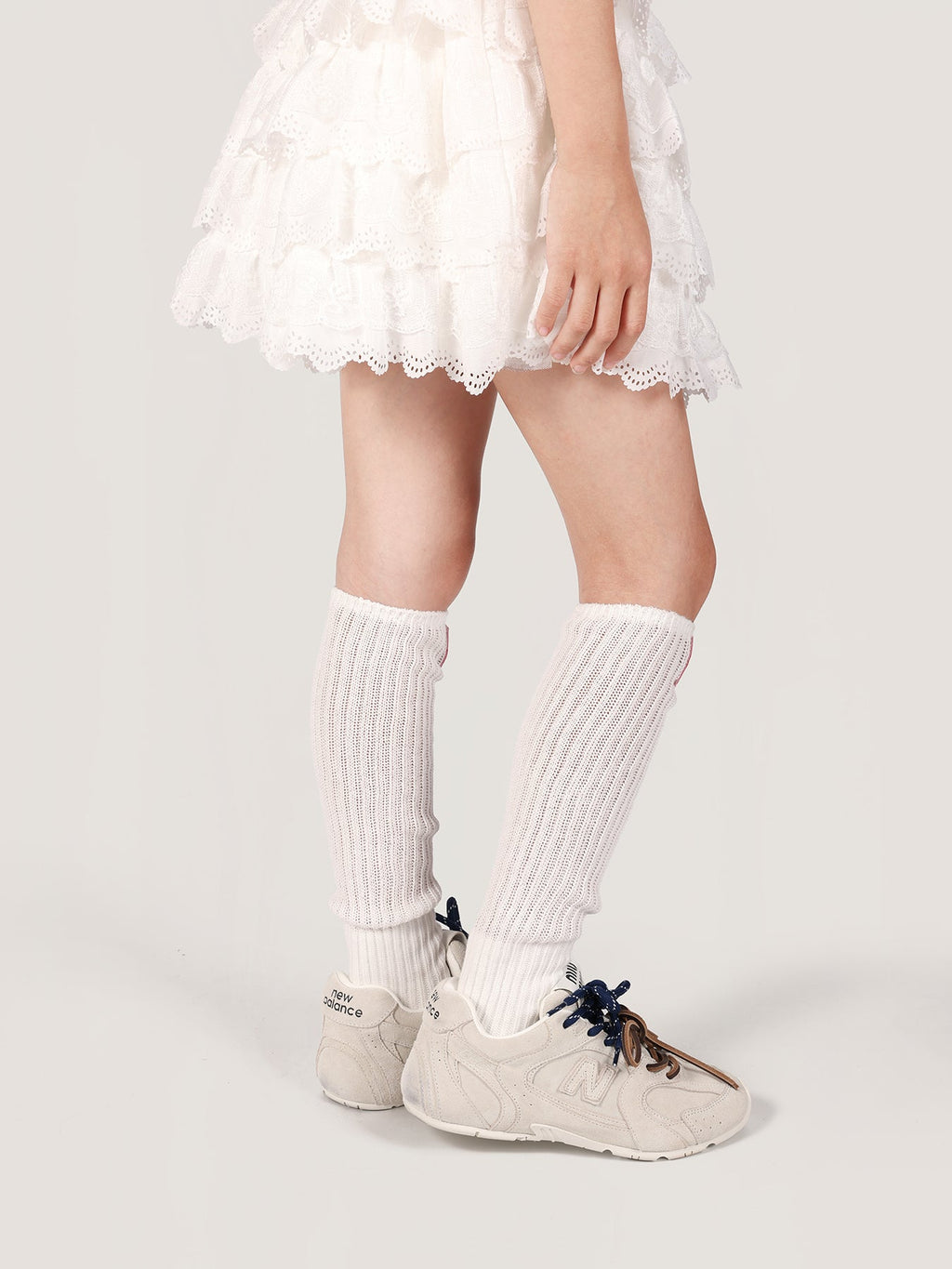 Kids White Slouch Socks Long Ribbed Fashion Style