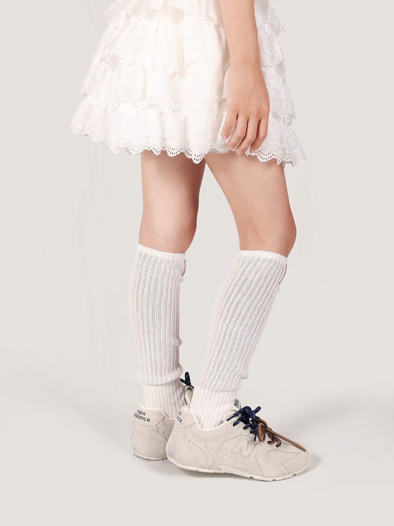 Kids White Slouch Socks Long Ribbed Fashion Style