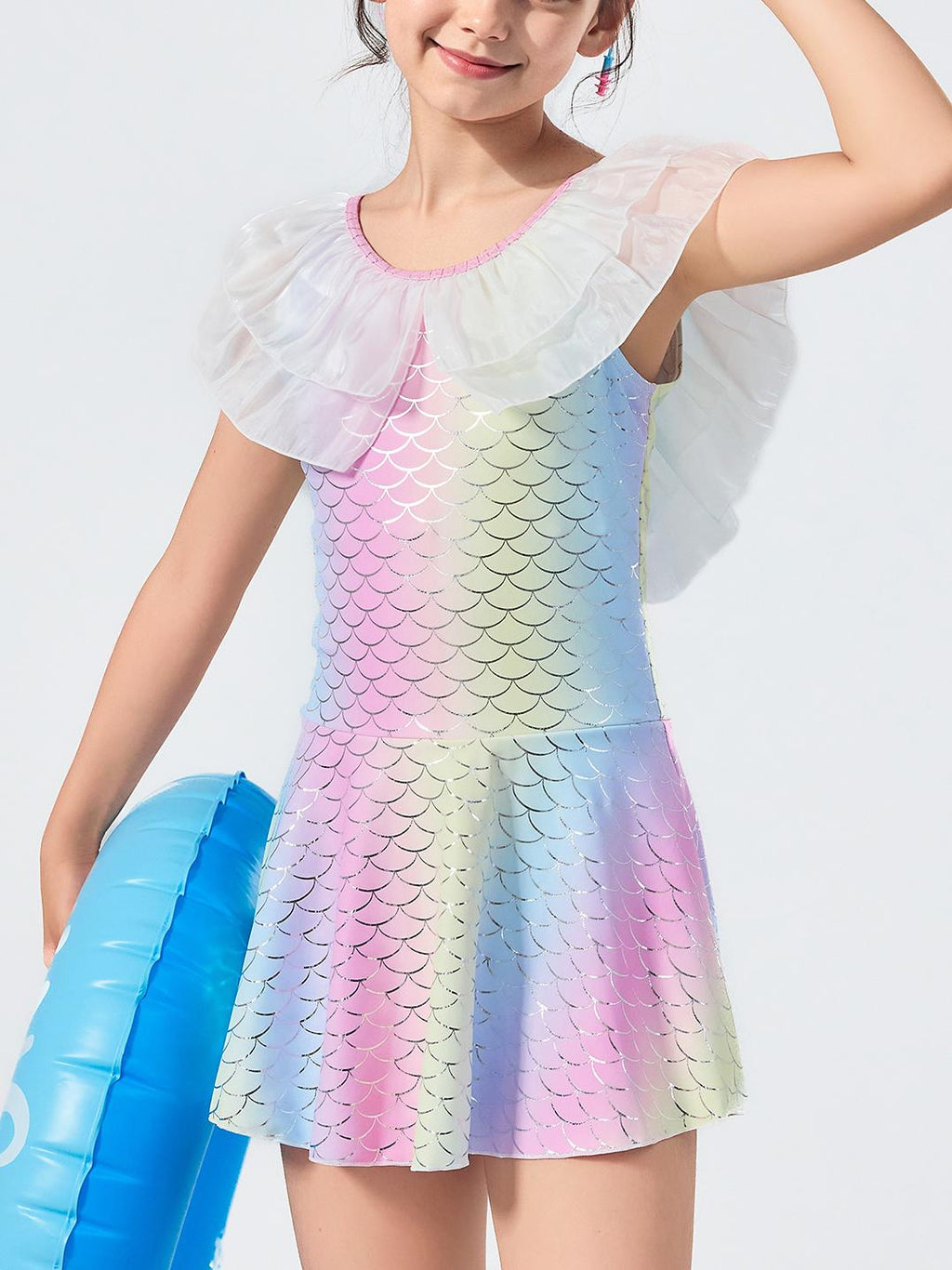 Girls Mermaid One Piece Swimsuit Sparkle Stretch Swimwear