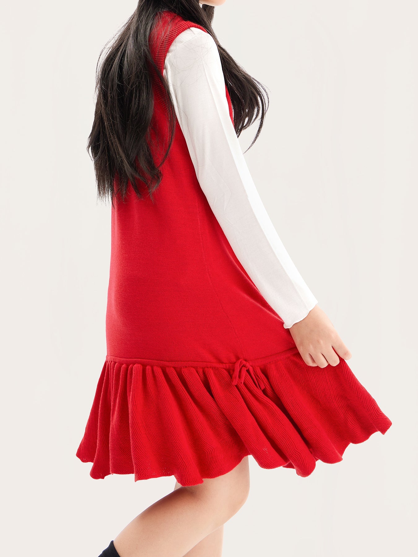 Girls' Knit Sleeveless Dress with Bow Detail