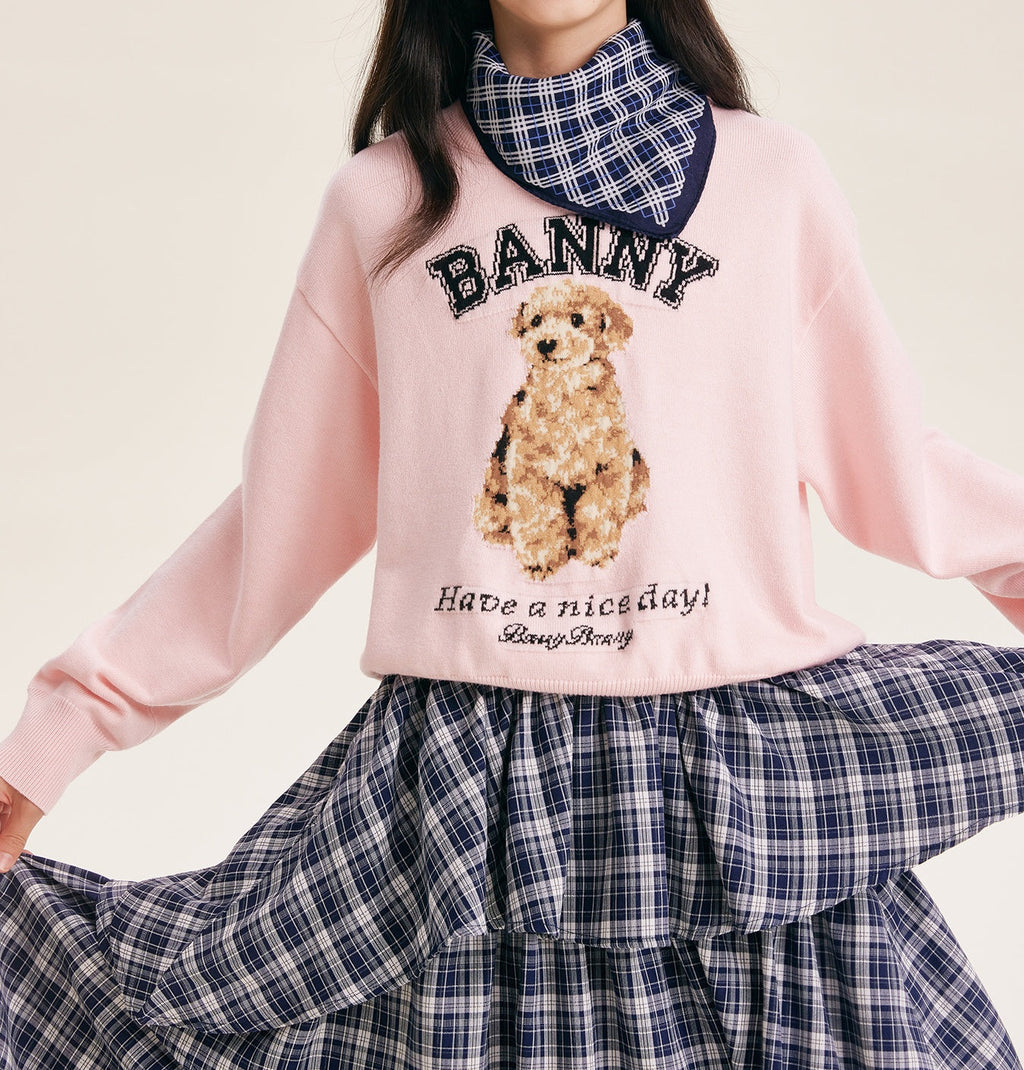 Pink Cartoon Dog Sweatshirt for Kids | Cozy & Cute