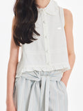 Girls Ruffle Collar Sleeveless Blouse Top