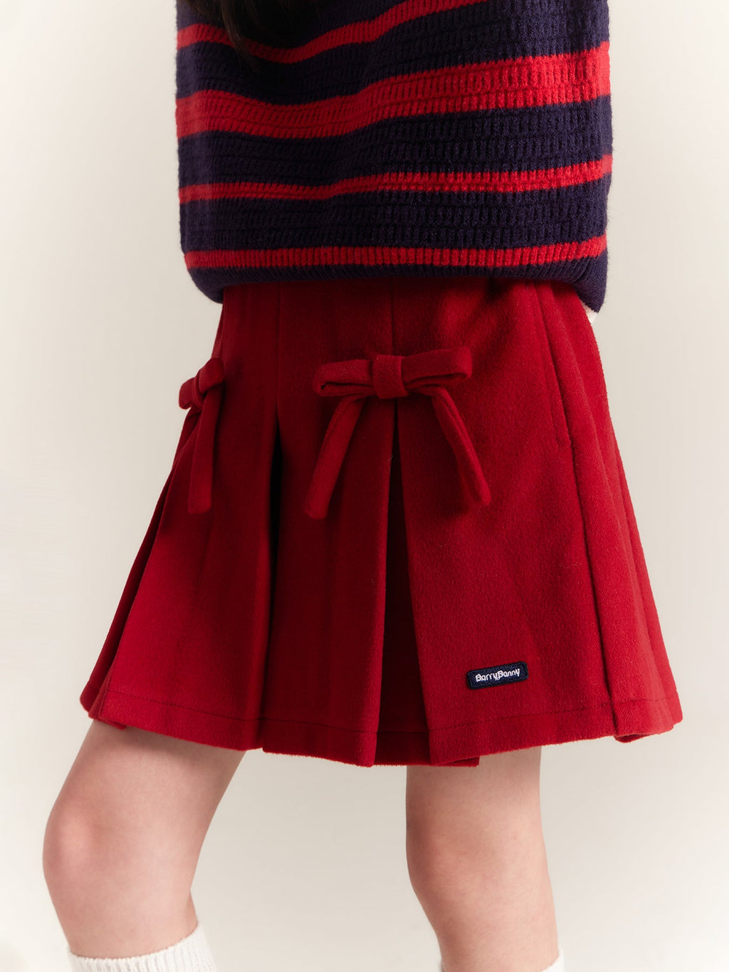 Girls Bow Pleated Skirt Shorts Casual School Outfit