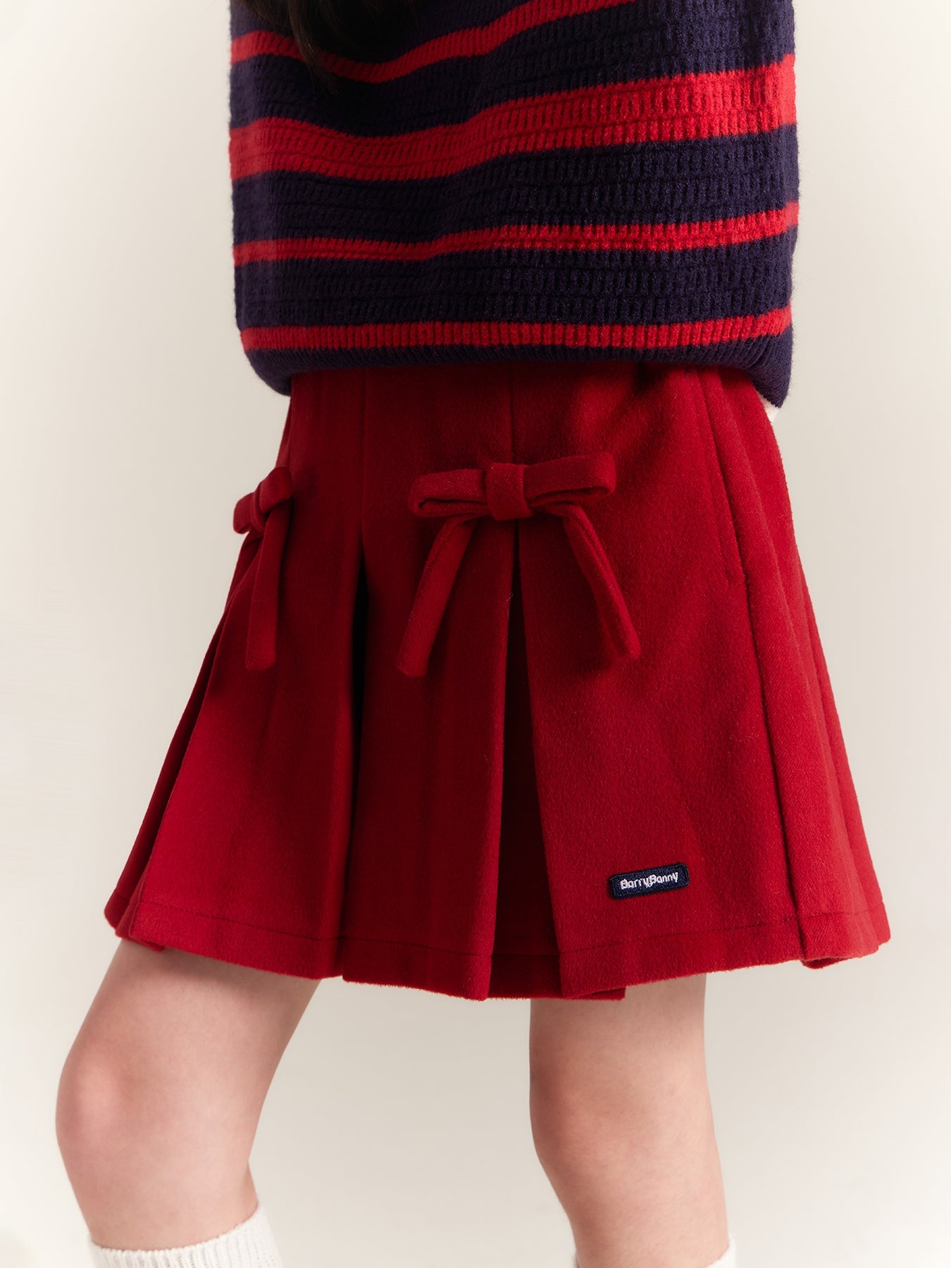 Girls Bow Pleated Skirt Shorts Casual School Outfit