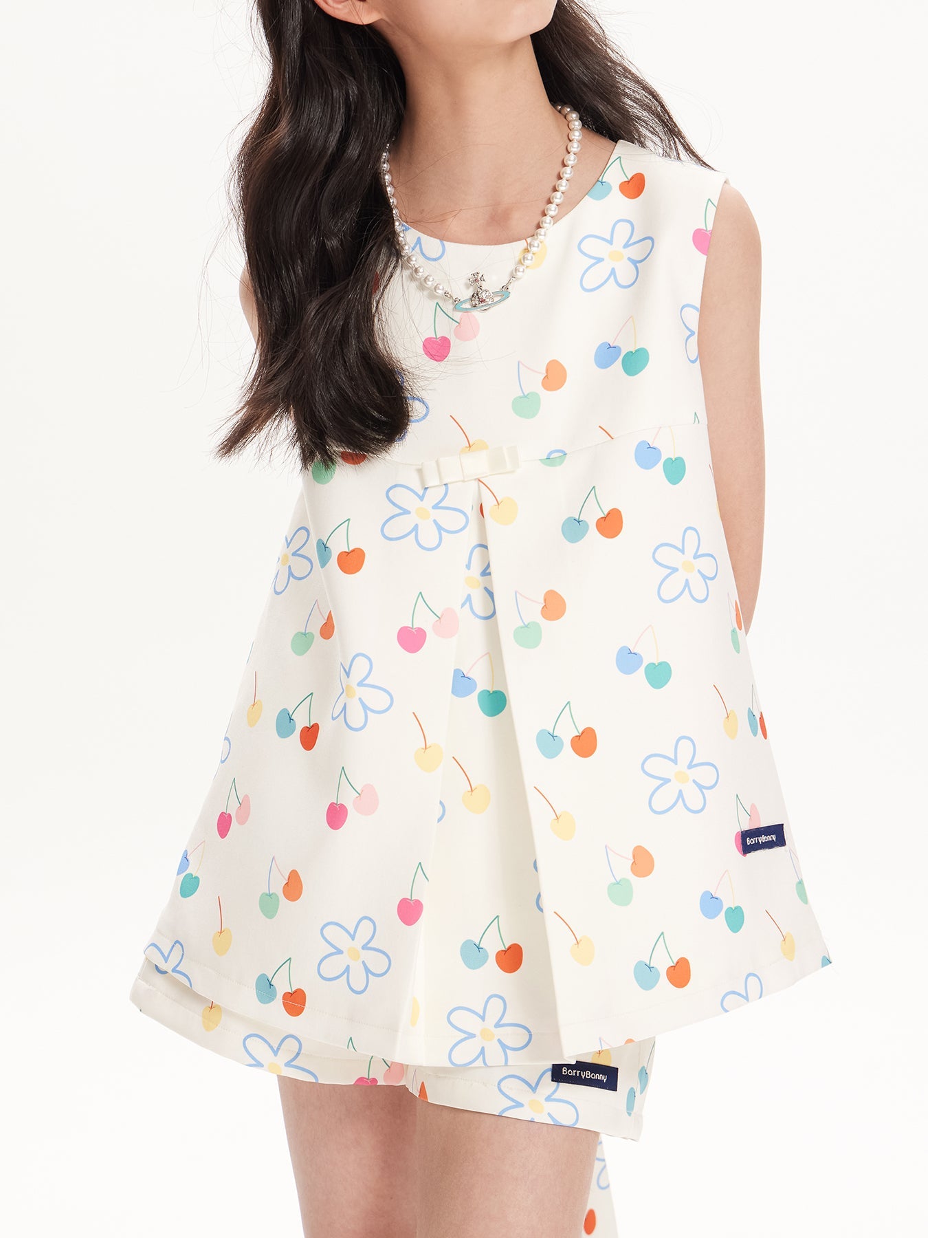 Girls Cherry Print Sleeveless Top and Shorts