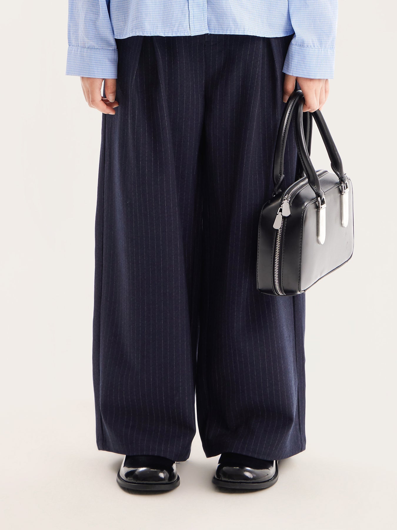 Girls Striped Wide Leg Trousers Casual Loose Pants