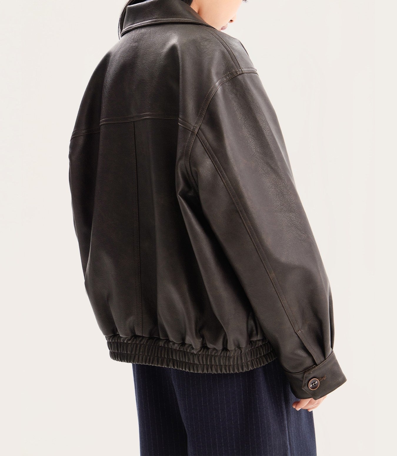 Kids Oversized Vintage Faux Leather Jacket Casual