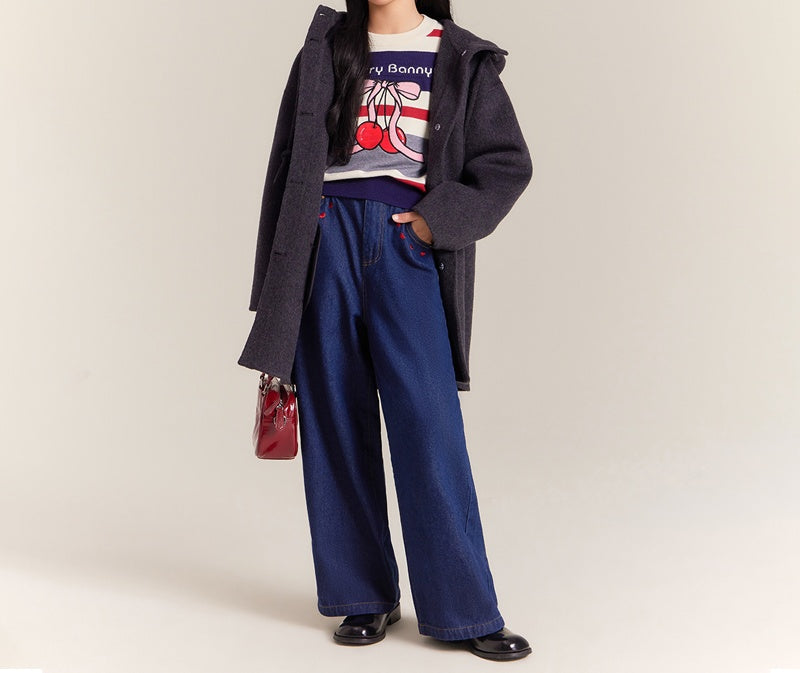 Girls High Waist Wide Leg Jeans – Vintage Denim Pants