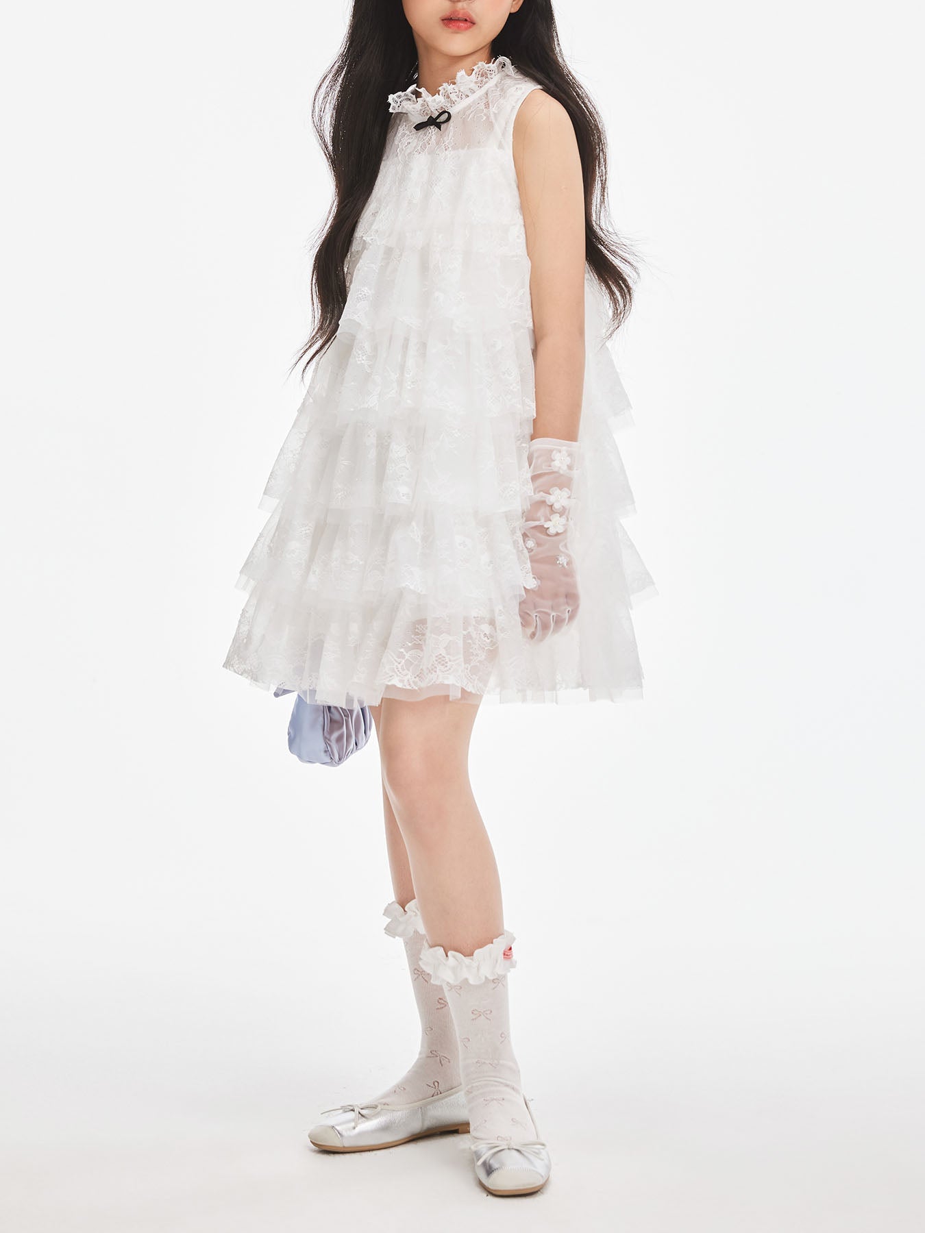 Girly Lace & Tulle Sleeveless Princess Dress for Girls