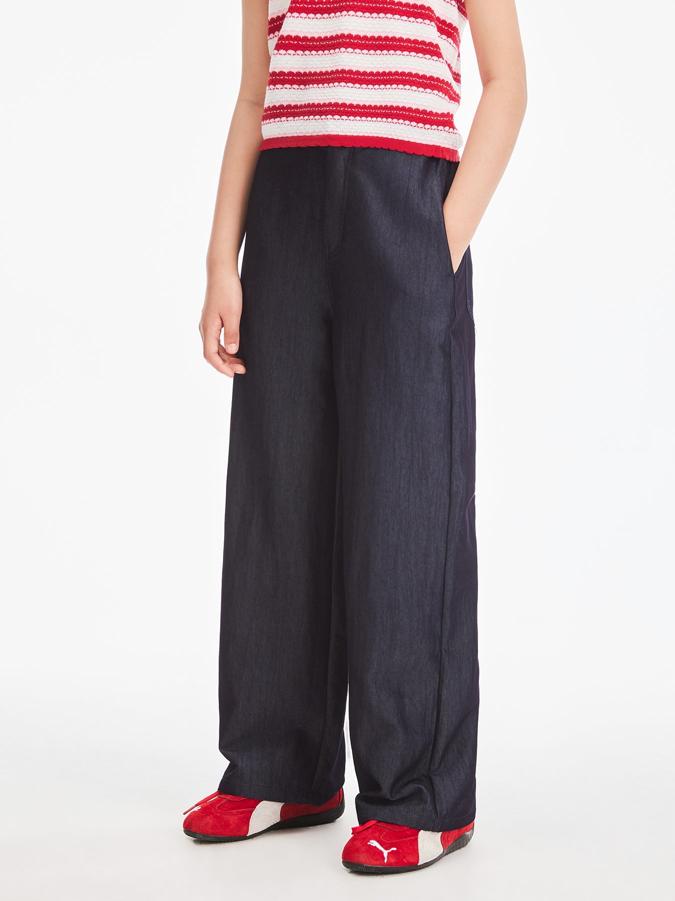 Classic Denim Wide-Legged Pants for Girls - Comfortable & Trendy
