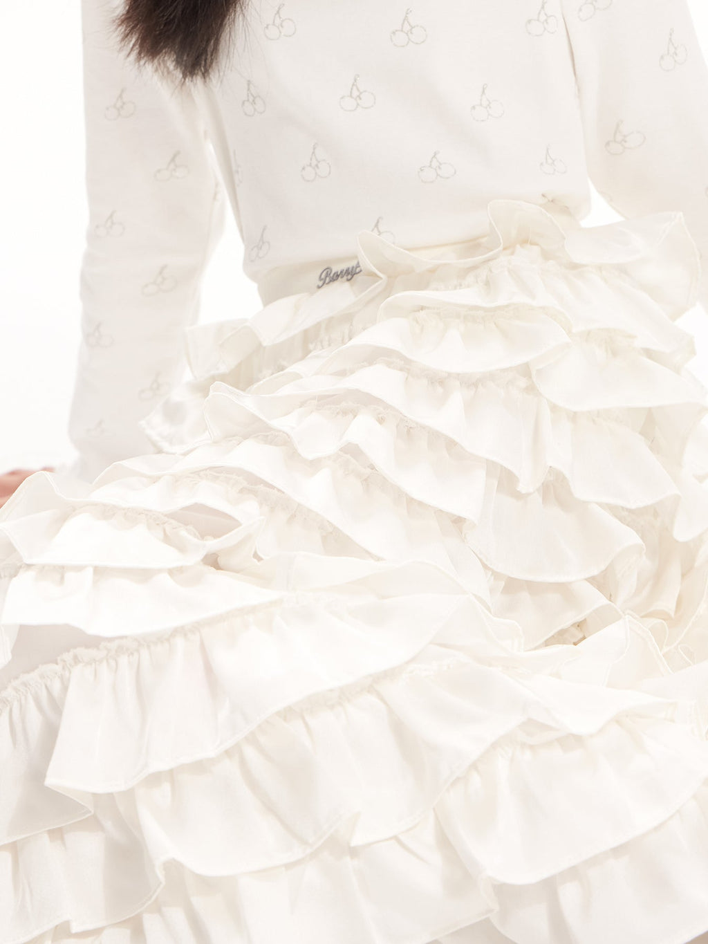 Girls Satin Ruffle Layered Princess Cake Skirt