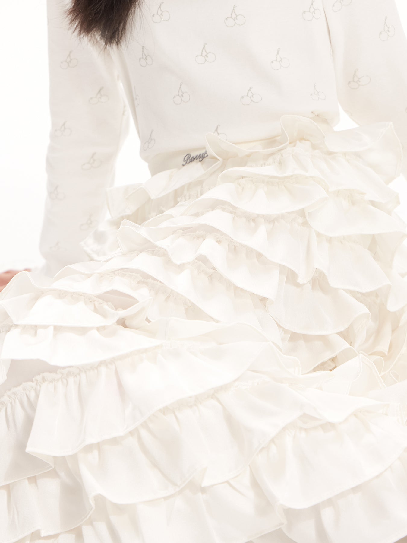 Girls Satin Ruffle Layered Princess Cake Skirt