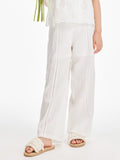 Girls White Loose Fit Wide Leg Casual Pants