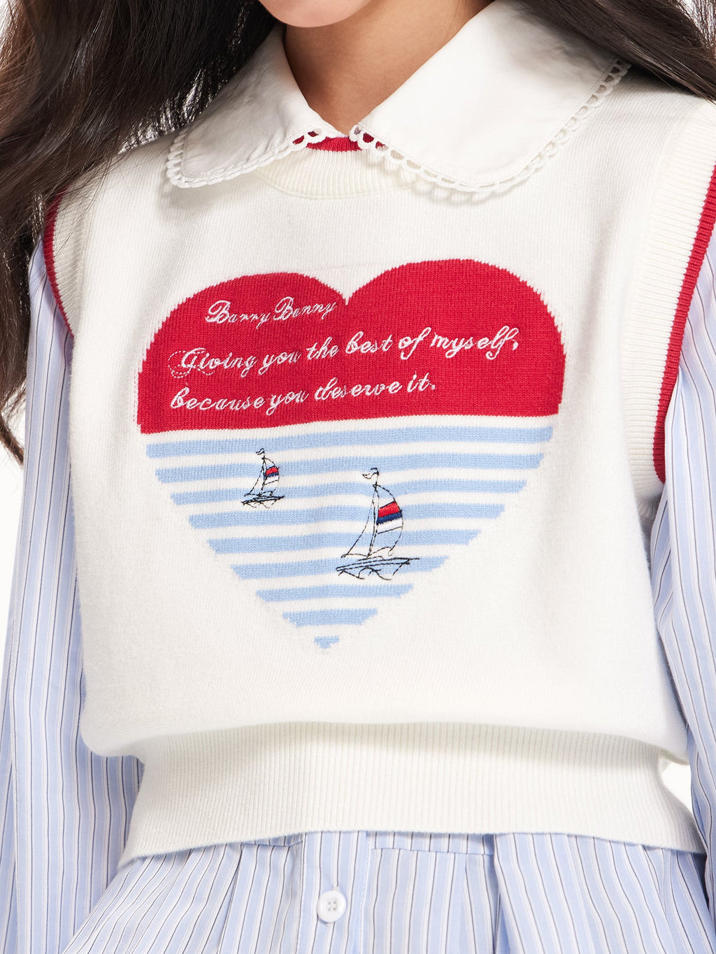 Girls Heart Knit Sweater Vest Preppy  Top