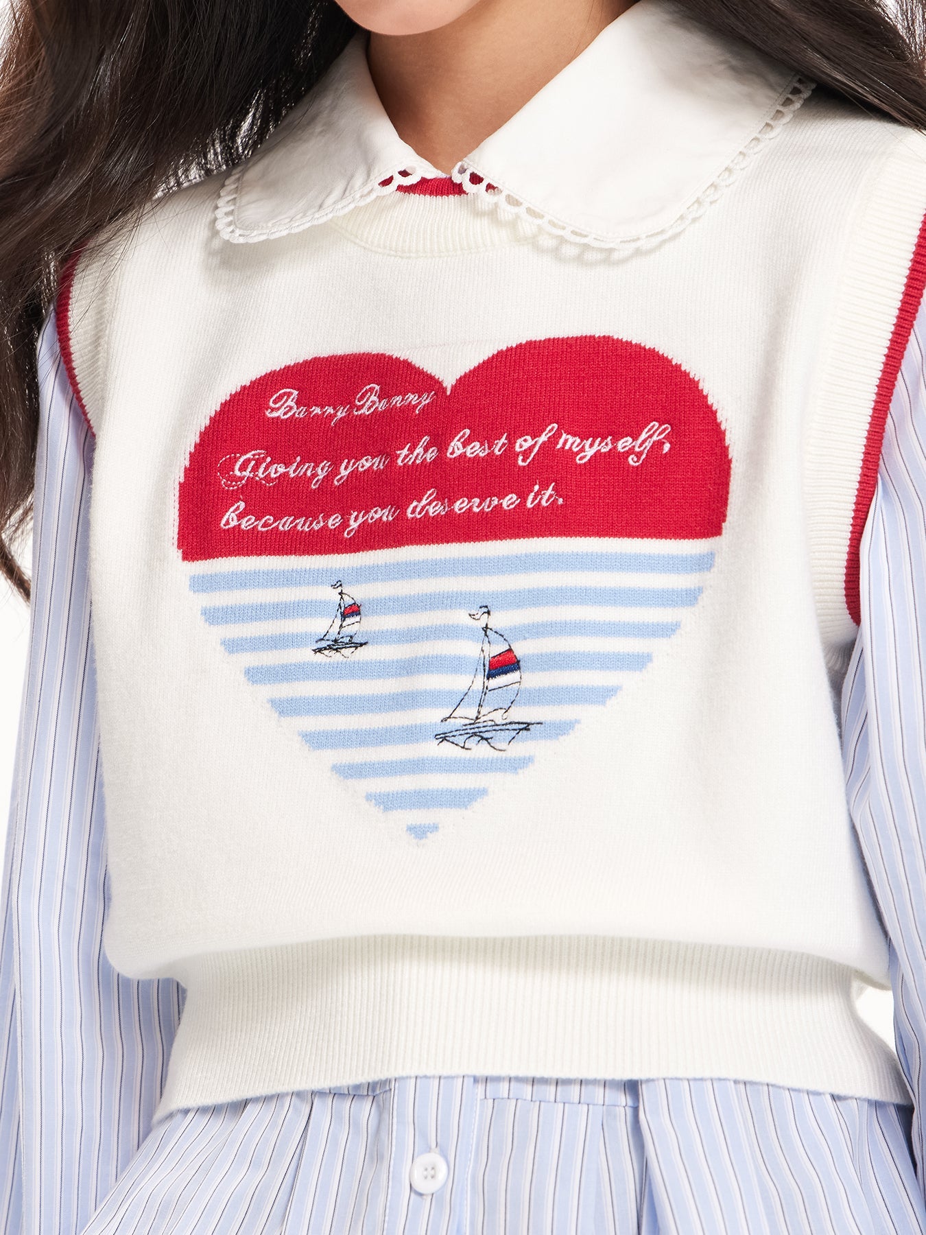 Girls Heart Knit Sweater Vest Preppy  Top