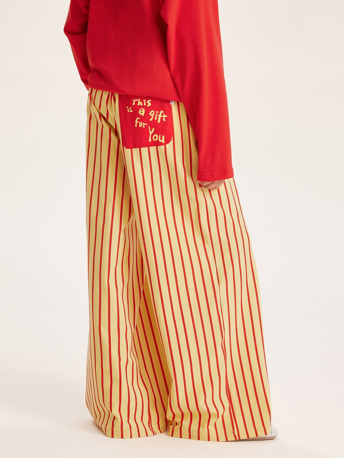 Girls Striped Wide Leg Pants with Elastic Waist