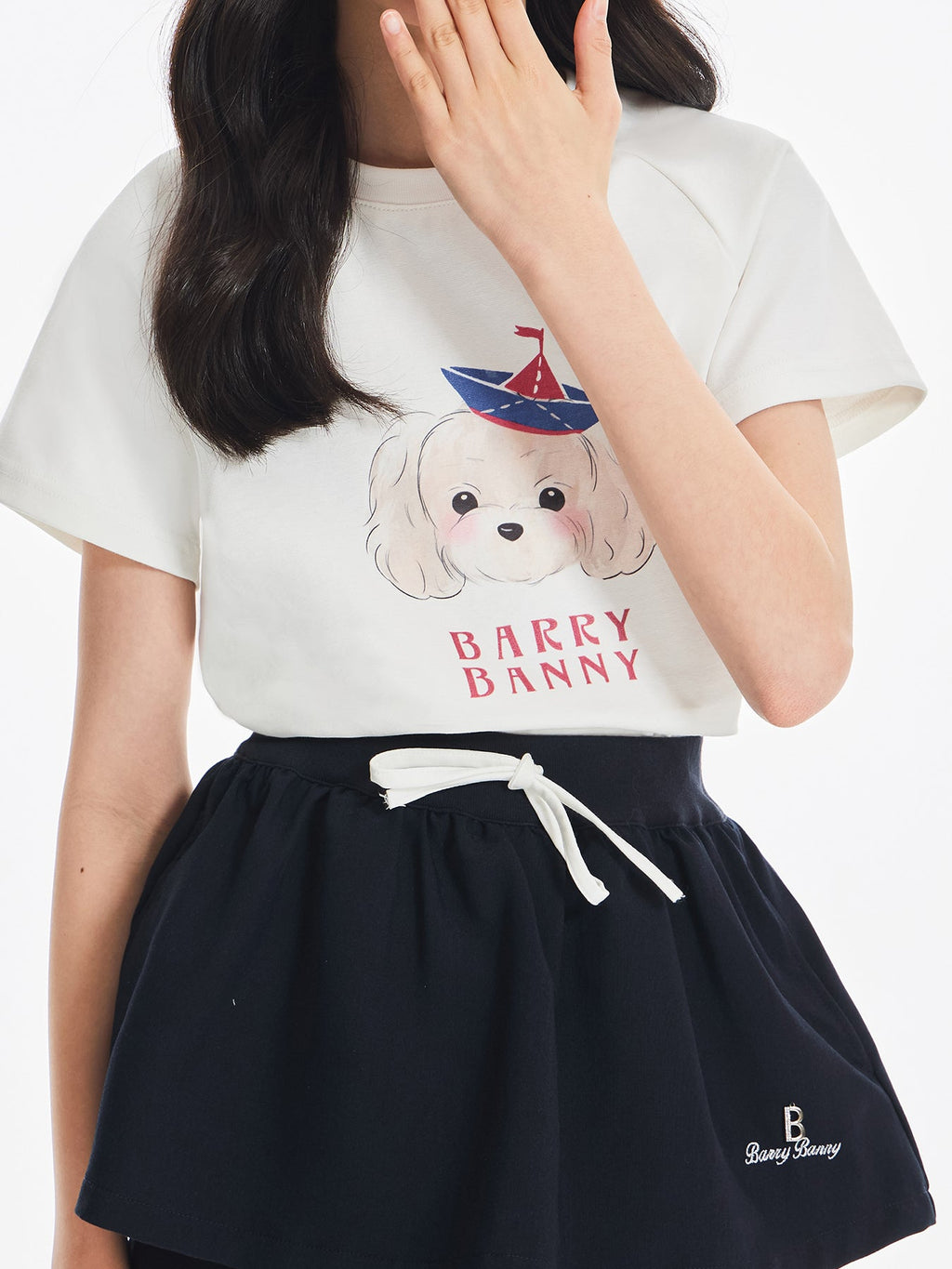 Girls Dog Graphic Cotton Blend Short Sleeve T-Shirt