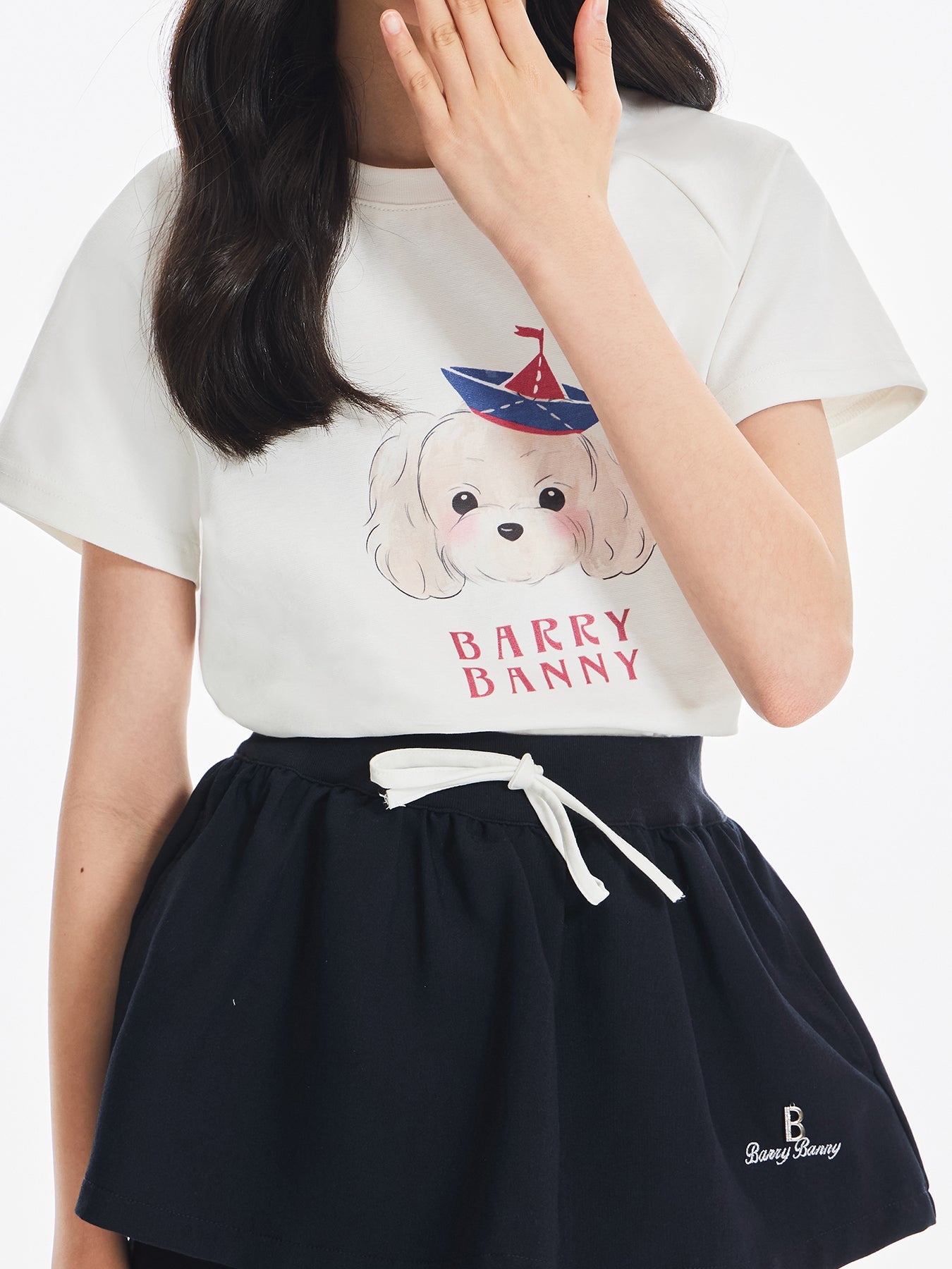 Girls Dog Graphic Cotton Blend Short Sleeve T-Shirt