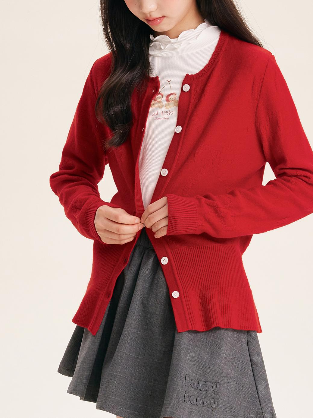 Girl's Solid Color Knit Cardigan Button Front Sweater