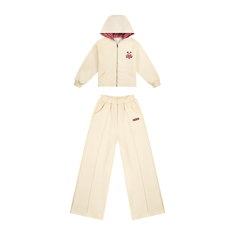Girls Bear Hoodie Sweatshirt and Straight Pants Set