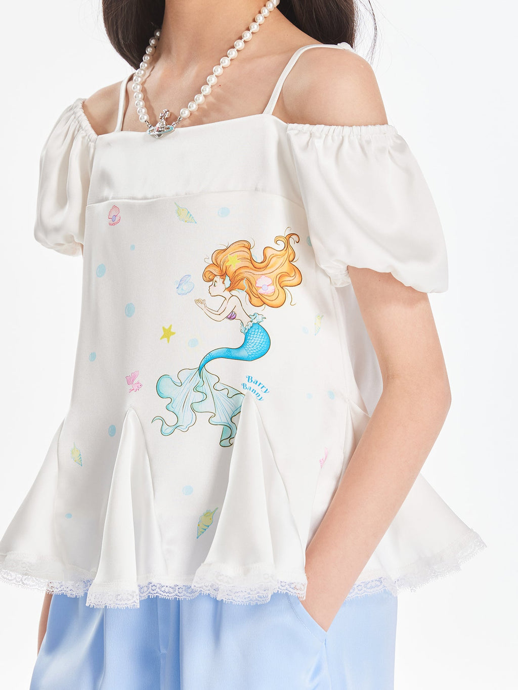 Girls Mermaid Print Tank Top Cute Summer Casual Blouse