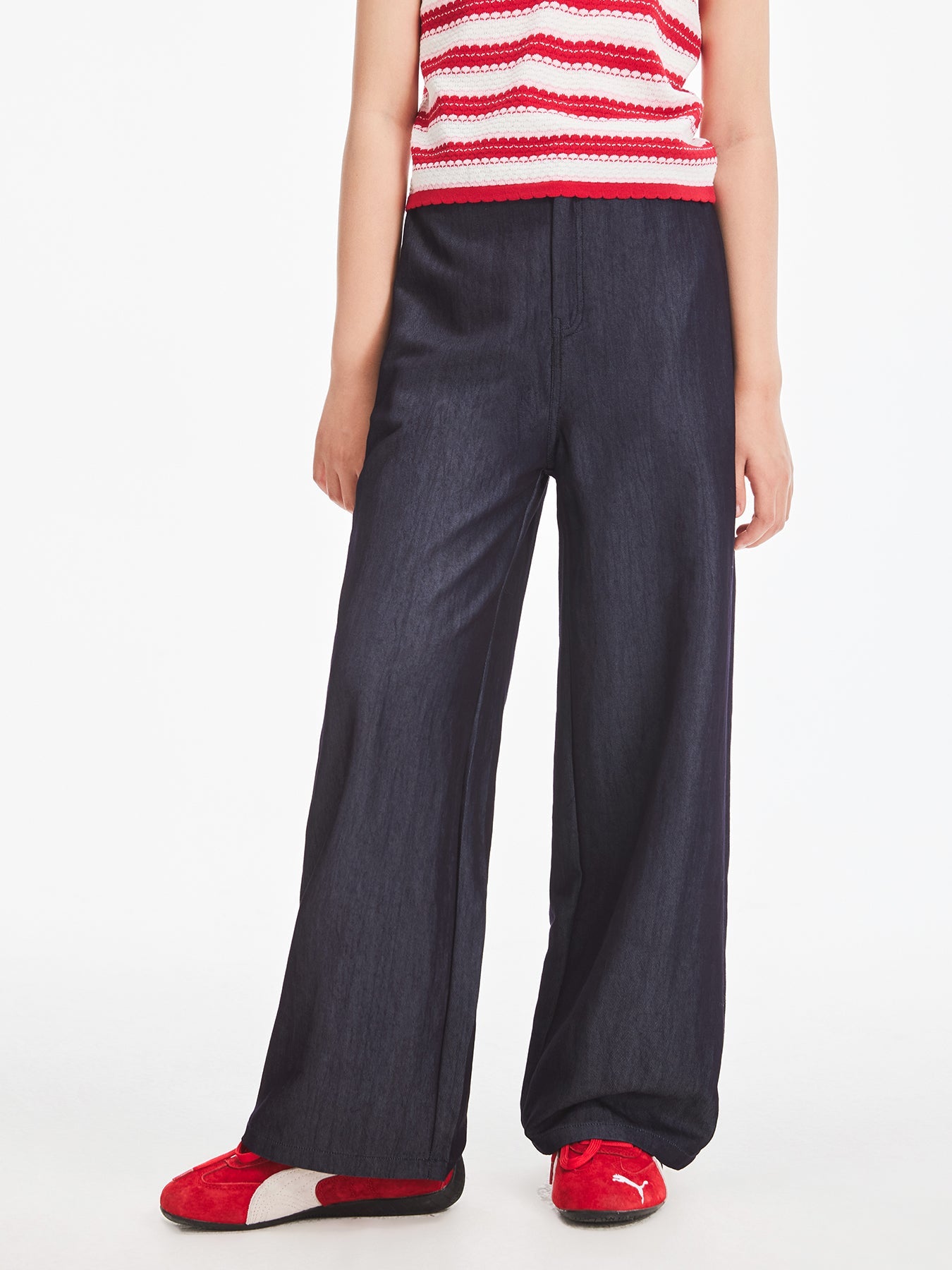 Classic Denim Wide-Legged Pants for Girls - Comfortable & Trendy