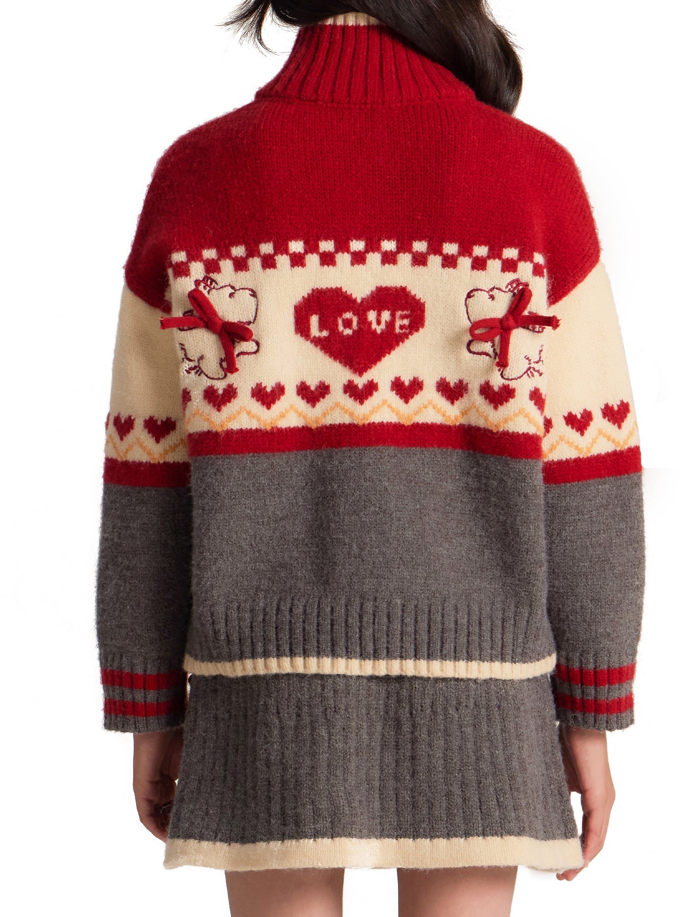 Kids' Cozy Knit Cardigan and Skirt Set with High Collar