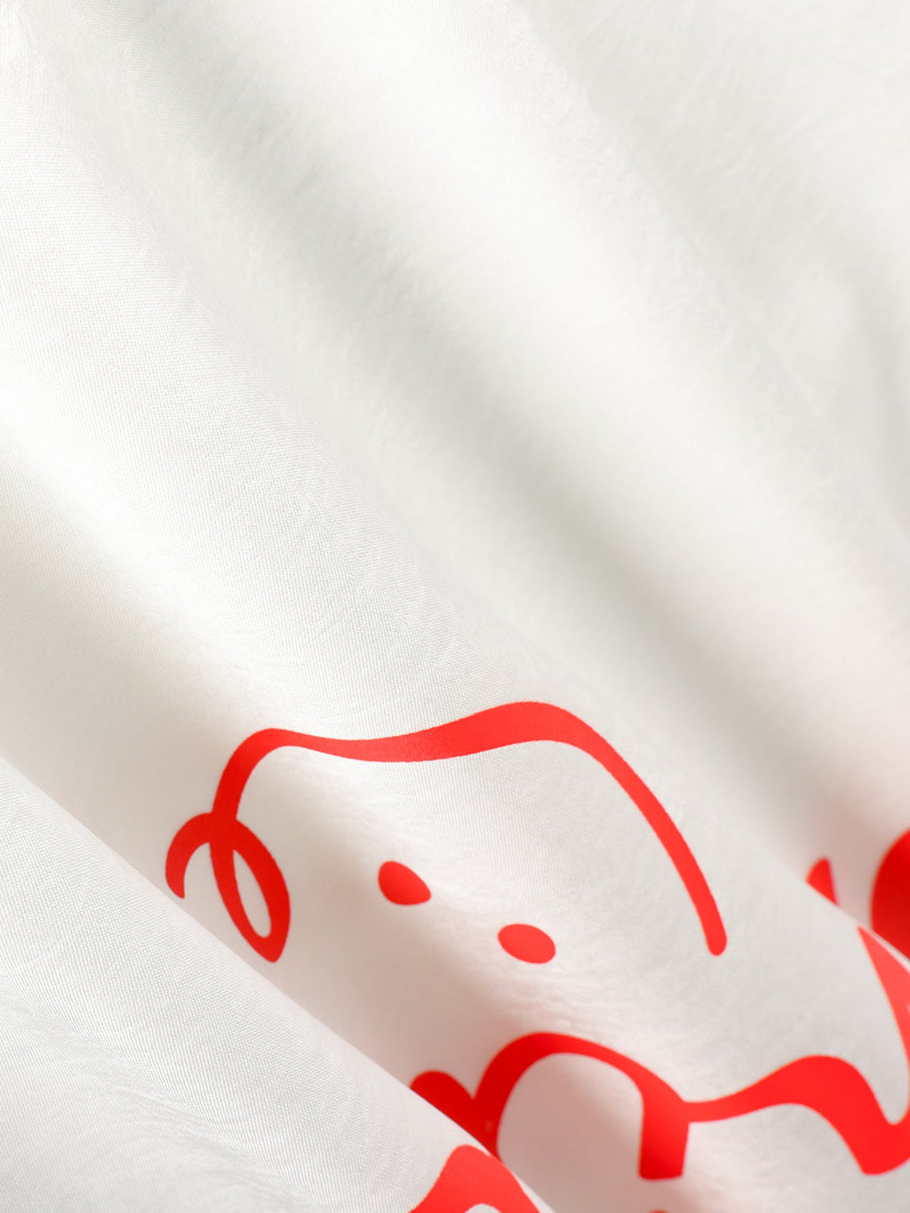 Girls White Satin Letter Print Puff Sleeve Dress