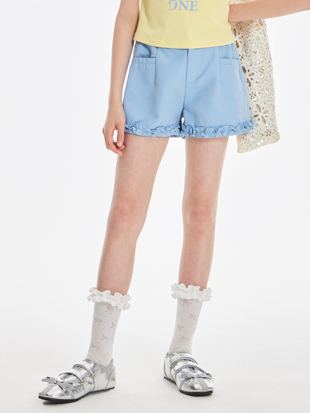 Girls Ruffle Hem Cotton Knit Summer Casual Shorts