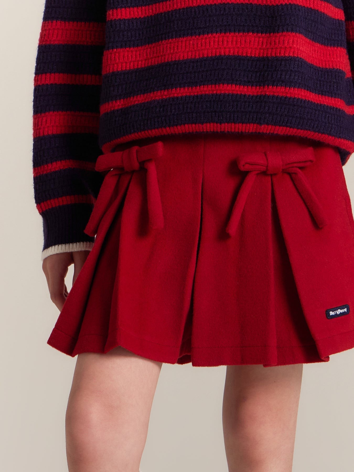 Girls Bow Pleated Skirt Shorts Casual School Outfit