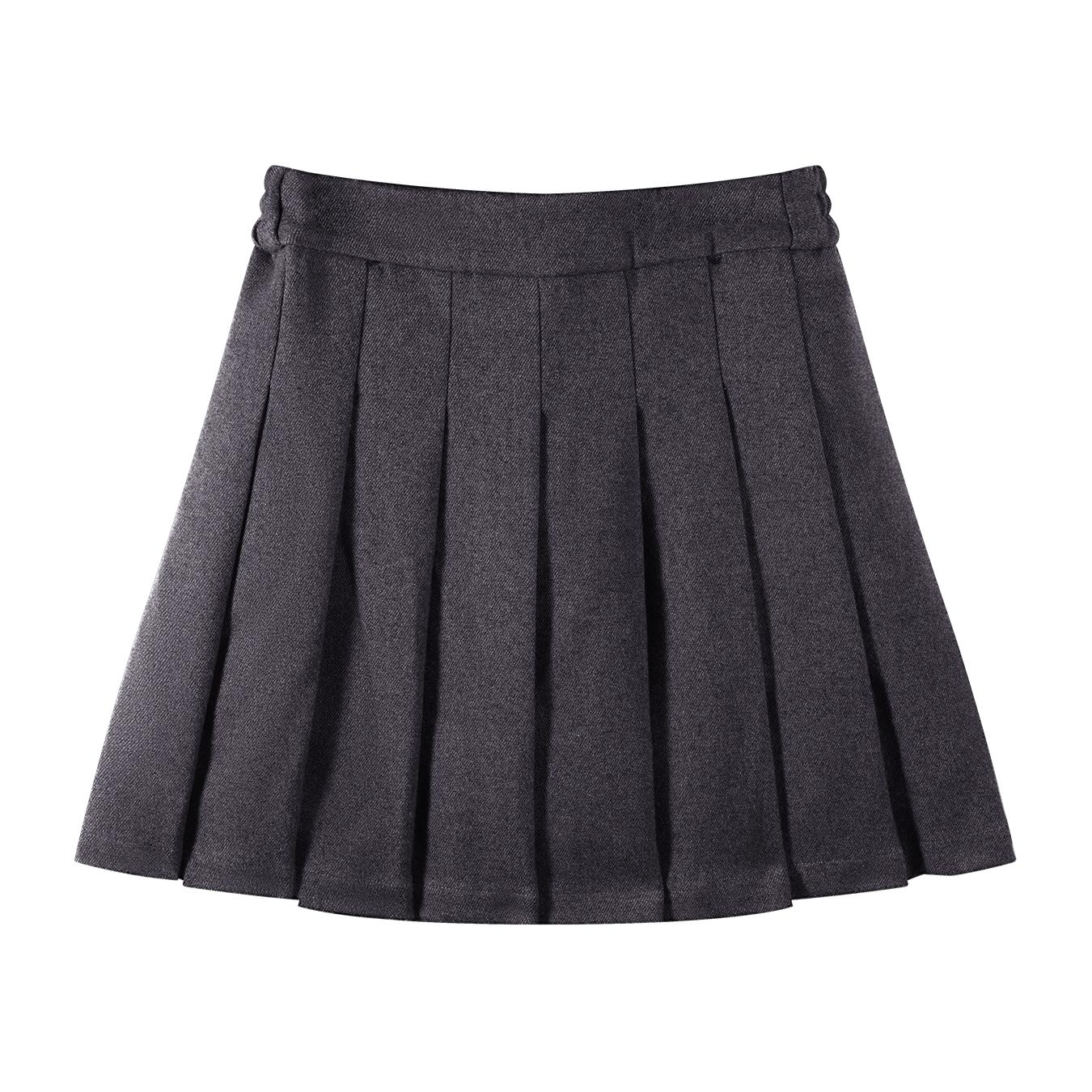 Girls Grey Pleated Skirt with Bow Detail School Uniform Style