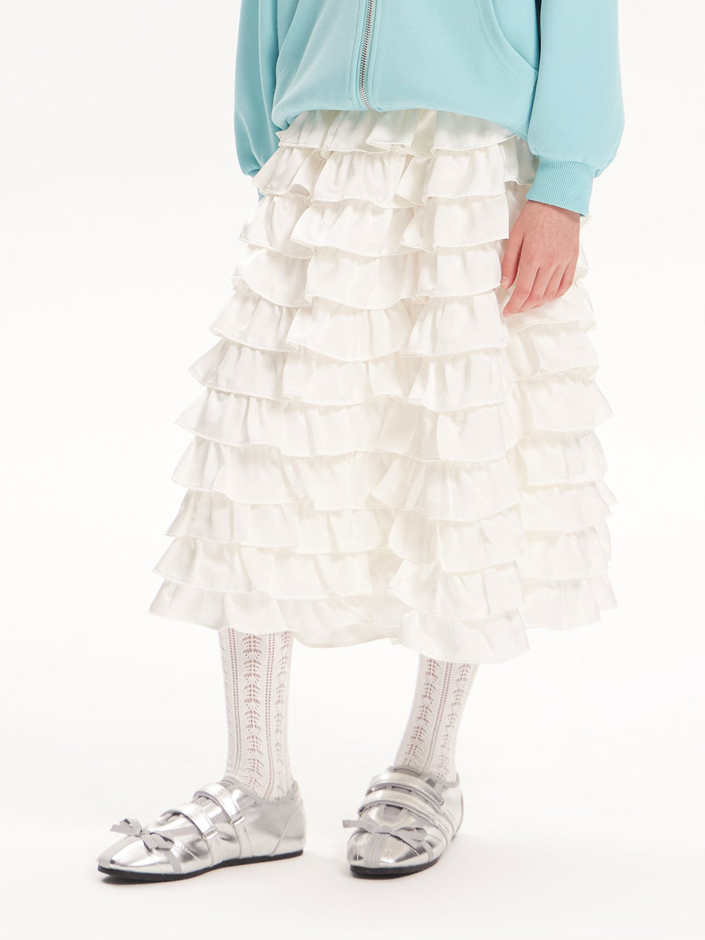 Girls Satin Ruffle Layered Princess Cake Skirt