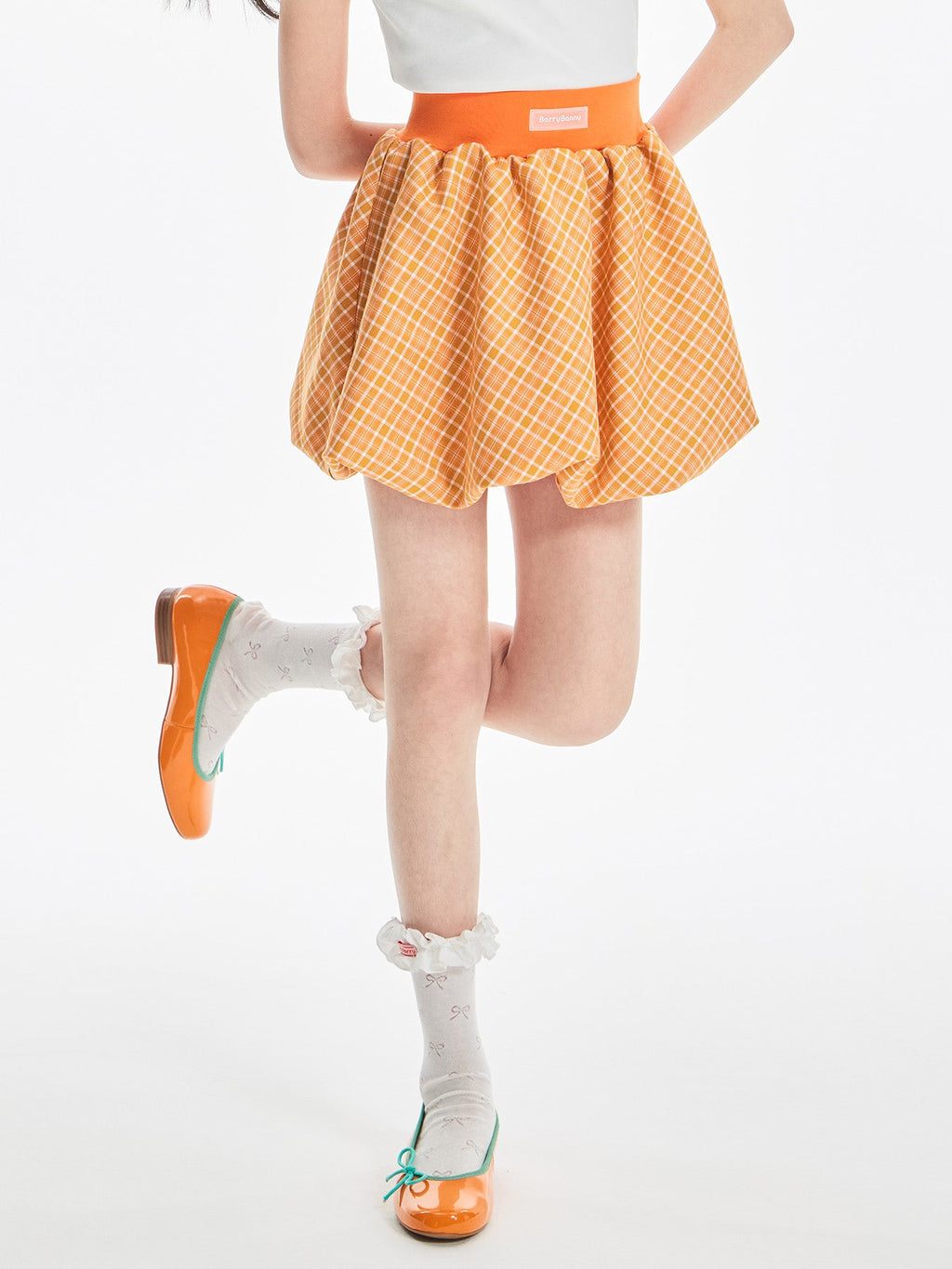 Orange Plaid Ruffle Skirt for Girls