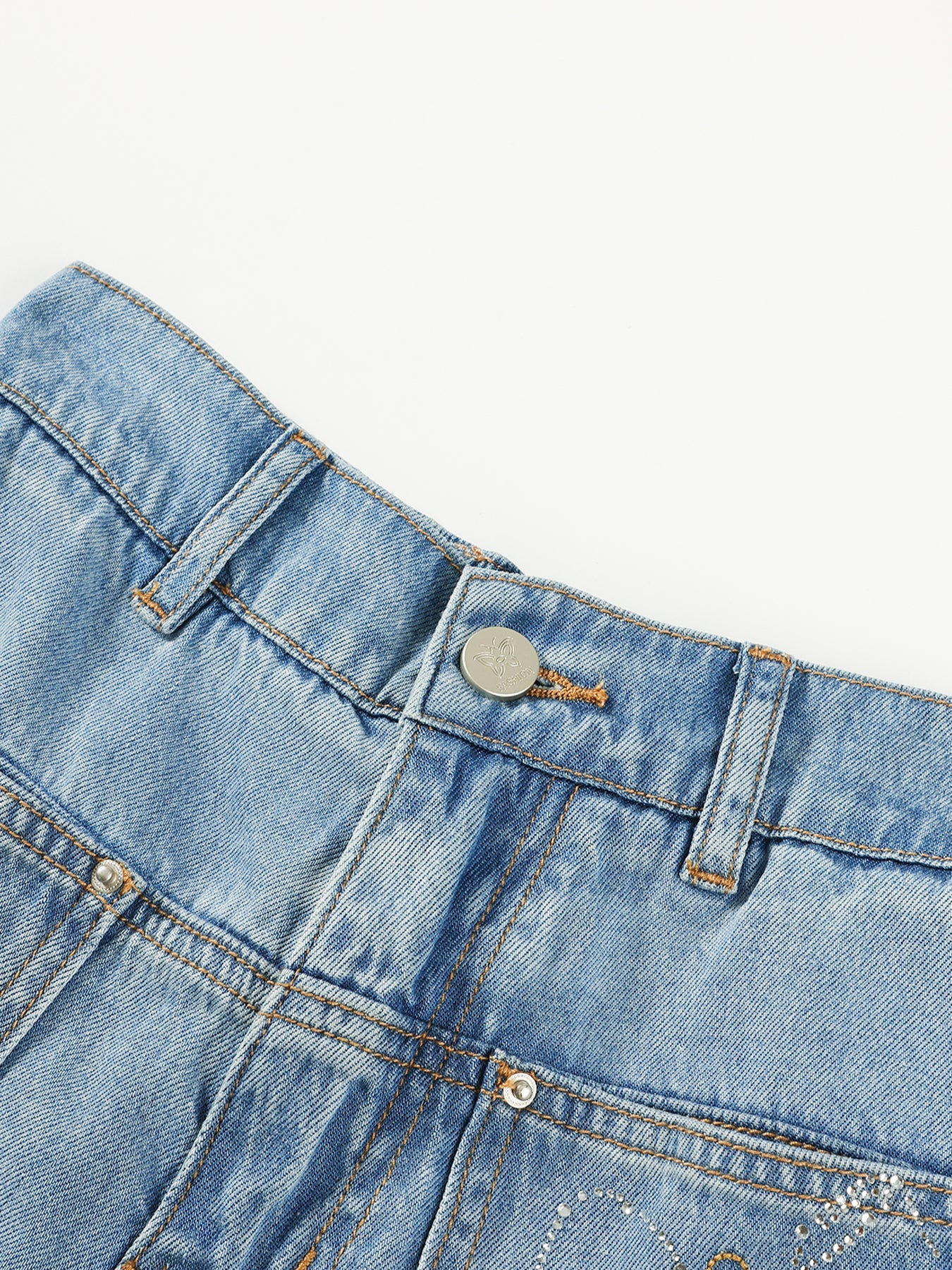 Girls Cherry Embroidered Denim Bermuda Shorts Summer Outfit