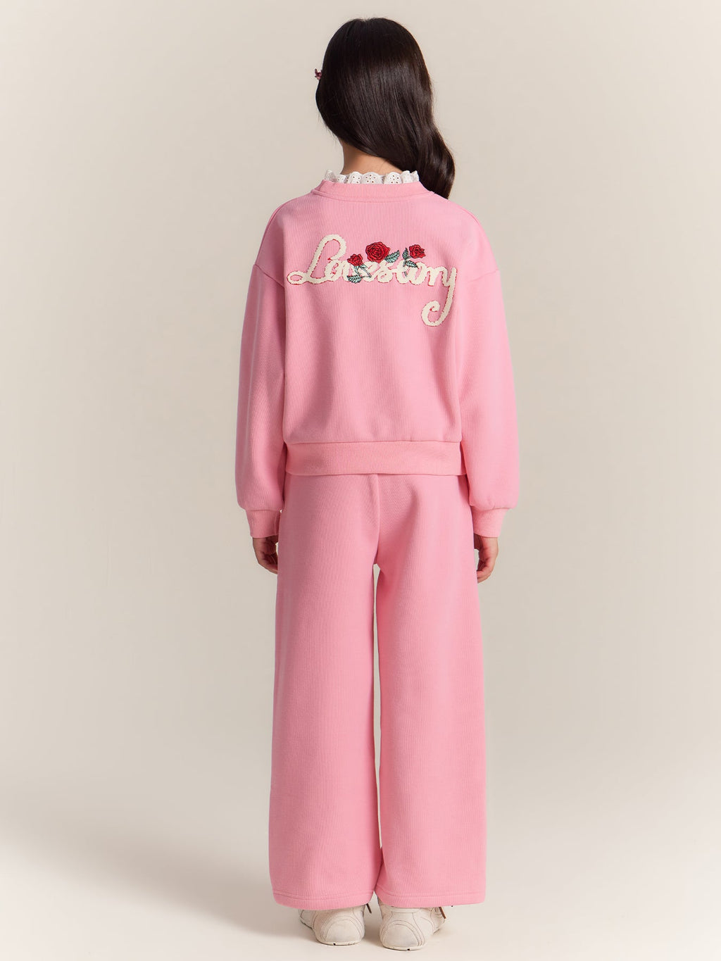 Girls Rose Sweatshirt and Pants Set Casual Outfit