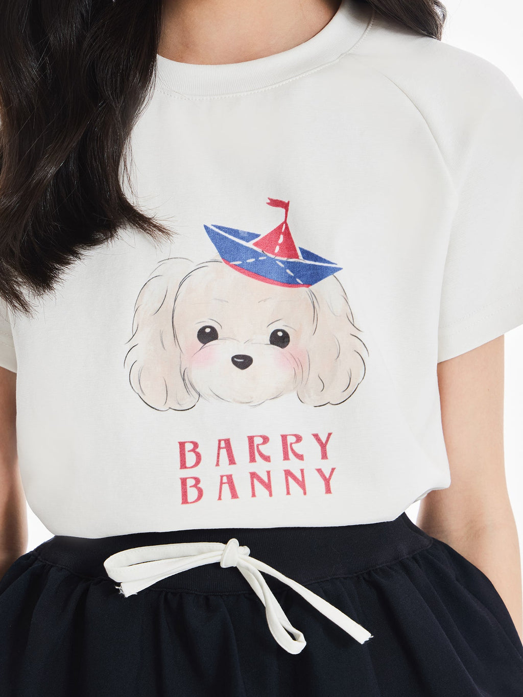 Girls Dog Graphic Cotton Blend Short Sleeve T-Shirt