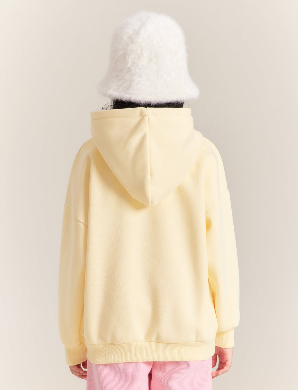Girls Yellow Fleece Lined Hoodie with Heart Graphic Print
