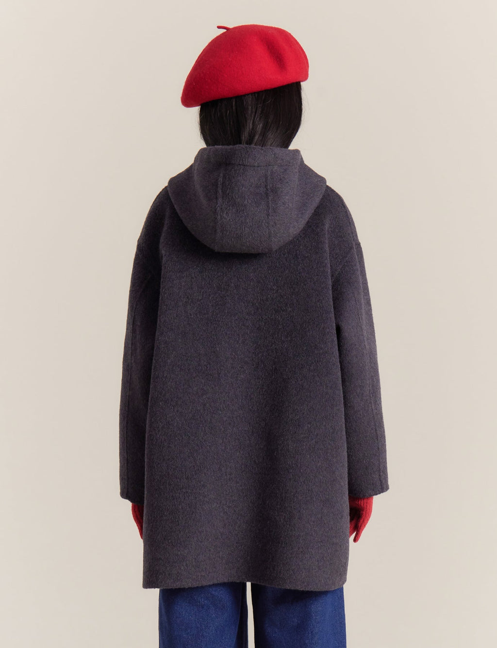 Girls Winter Wool Coat Warm Long Hooded Jacket
