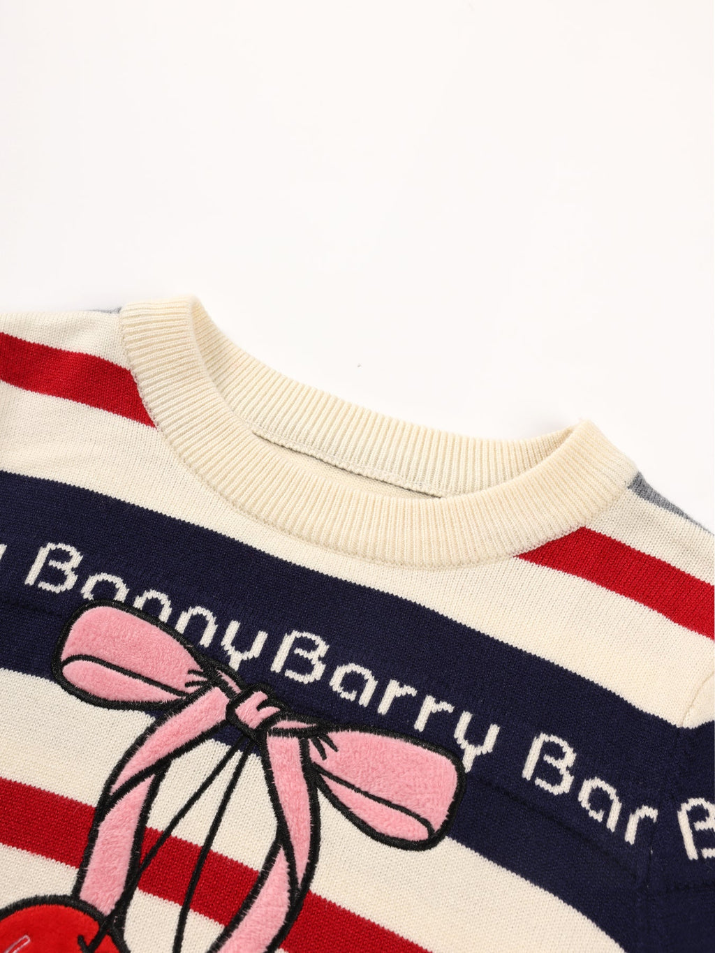 Cherry Bow Striped Knit Sweater for Girls
