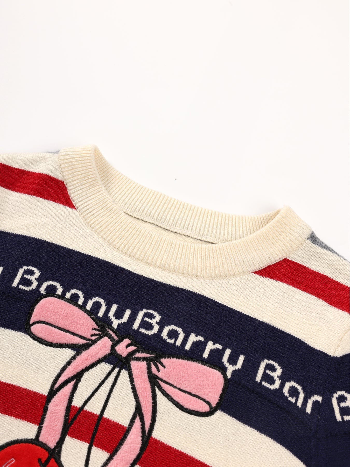 Cherry Bow Striped Knit Sweater for Girls