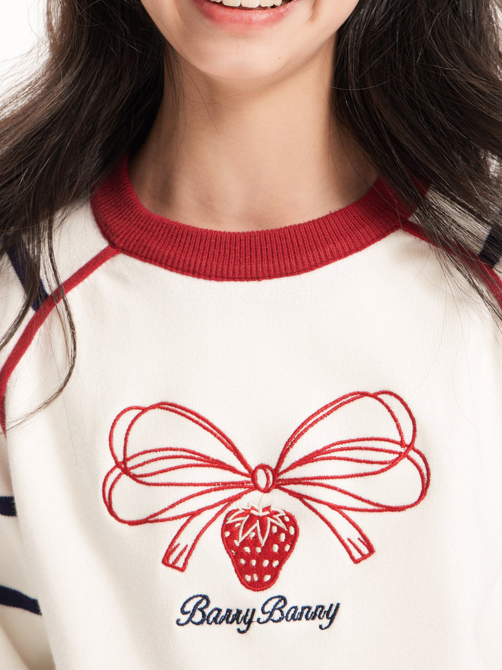 Strawberry Embroidered Knit Sweater for Girls
