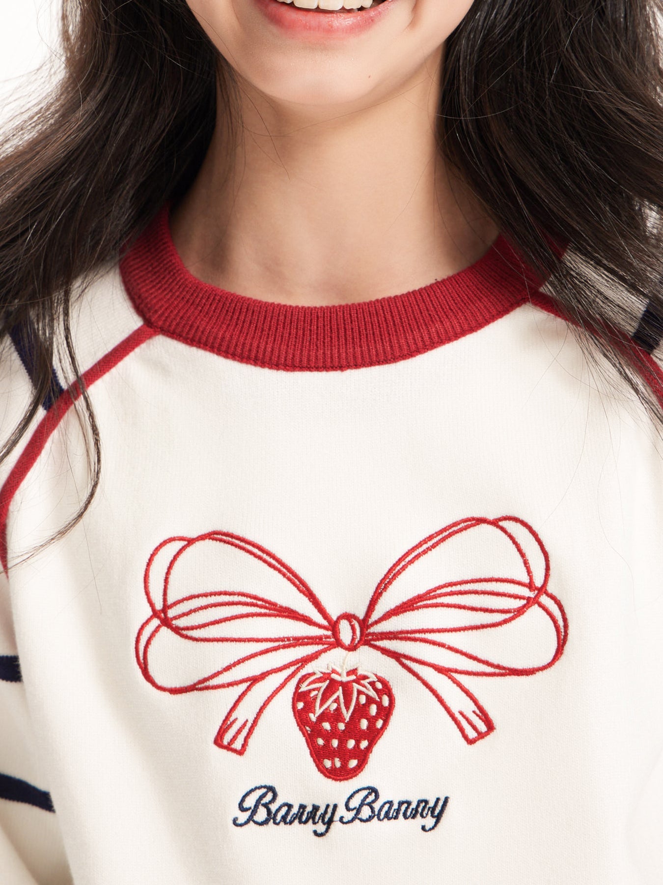 Strawberry Embroidered Knit Sweater for Girls