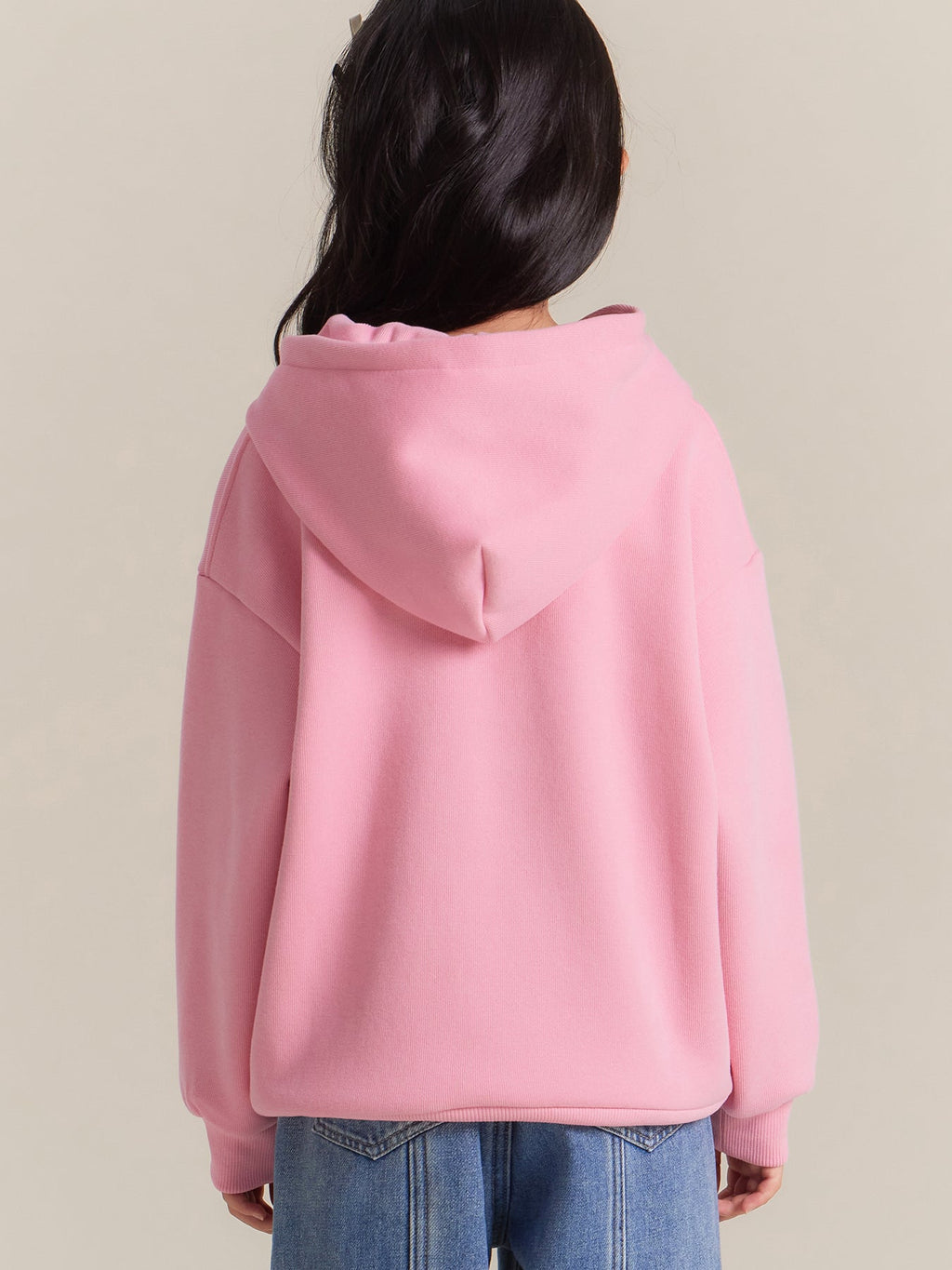 Girls Pink Cat Hoodie Sweatshirt Fleece Lined Casual Top