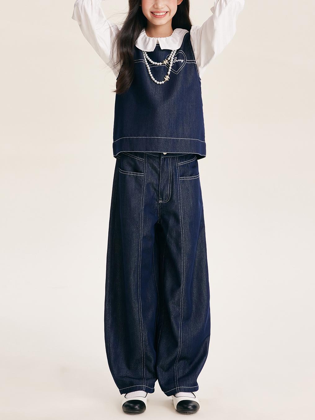 Girls' Denim Set - Stylish Casual Outfit for Kids