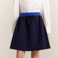 Girls Navy Blue Elastic Waist A-Line Skirt